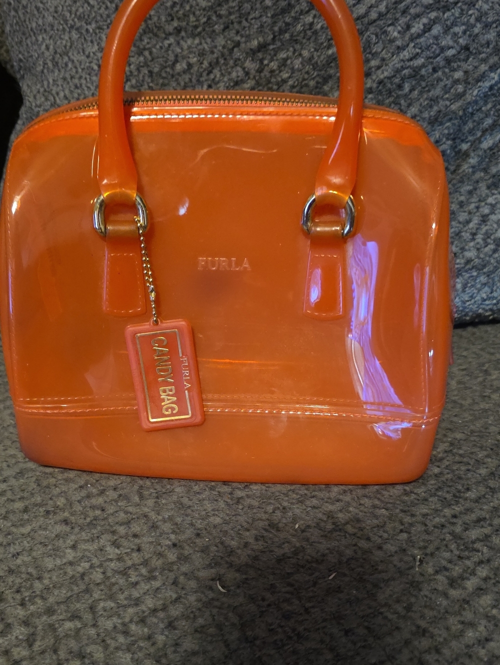 Furla Orange Patent Candy Satchel